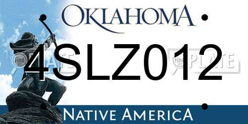 4SLZ012 Oklahoma License Plate