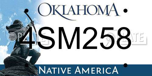 4SM258 Oklahoma License Plate