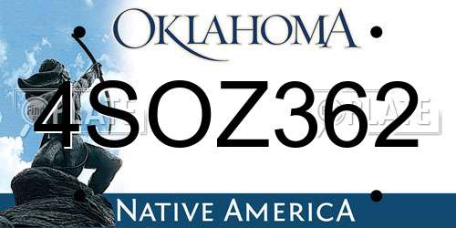 4SOZ362 Oklahoma License Plate