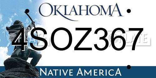 4SOZ367 Oklahoma License Plate