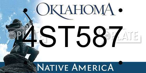 4ST587 Oklahoma License Plate