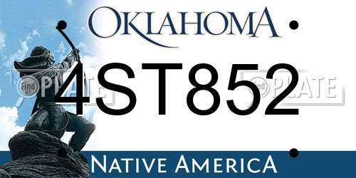 4ST852 Oklahoma License Plate