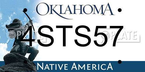 4STS57 Oklahoma License Plate