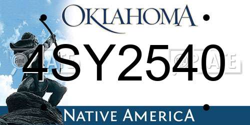 4SY2540 Oklahoma License Plate