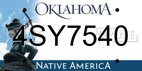 4SY7540 Oklahoma License Plate