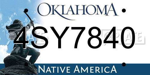 4SY7840 Oklahoma License Plate