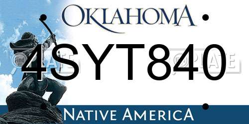 4SYT840 Oklahoma License Plate
