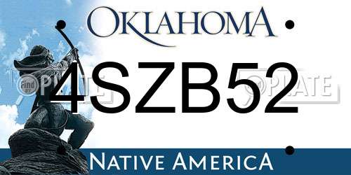 4SZB52 Oklahoma License Plate