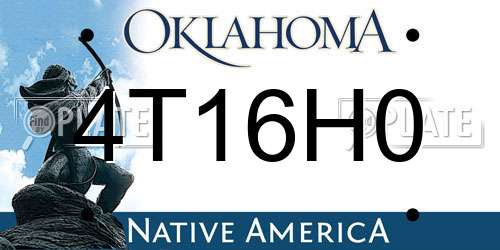 4T16H0 Oklahoma License Plate