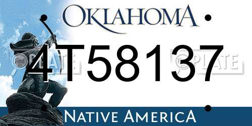 4T58137 Oklahoma License Plate