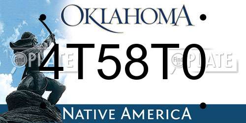 4T58T0 Oklahoma License Plate