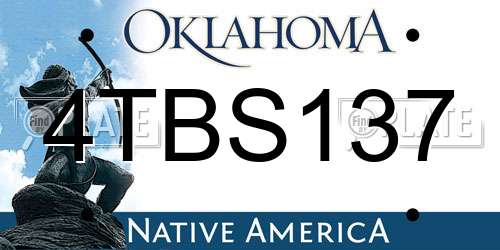 4TBS137 Oklahoma License Plate