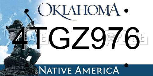 4TGZ976 Oklahoma License Plate