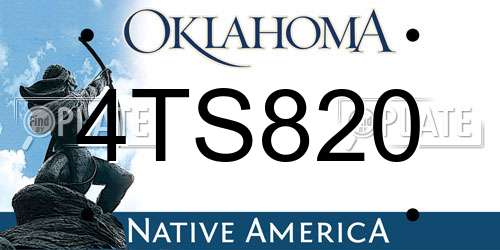 4TS820 Oklahoma License Plate