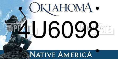 4U6098 Oklahoma License Plate