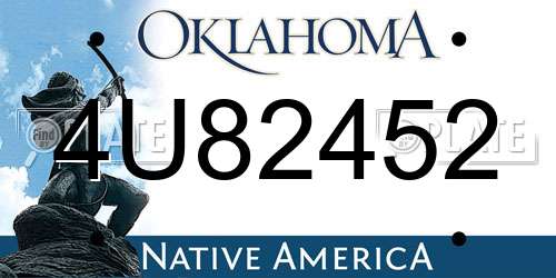 4U82452 Oklahoma License Plate