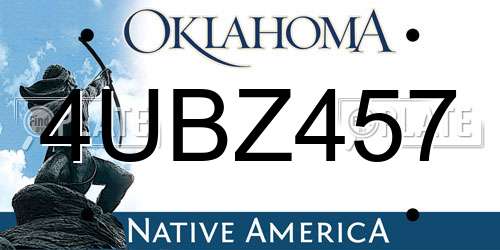 4UBZ457 Oklahoma License Plate