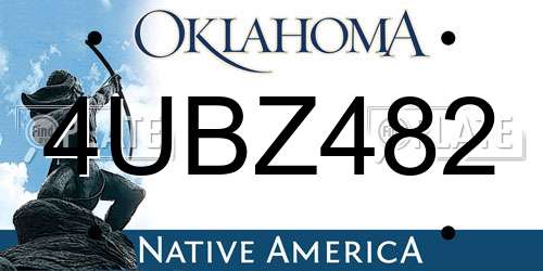 4UBZ482 Oklahoma License Plate