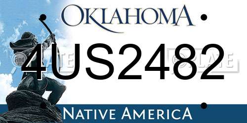 4US2482 Oklahoma License Plate