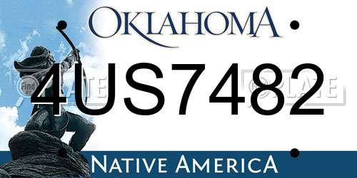 4US7482 Oklahoma License Plate