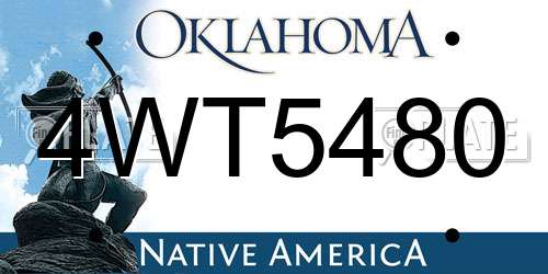 4WT5480 Oklahoma License Plate