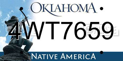 4WT7659 Oklahoma License Plate
