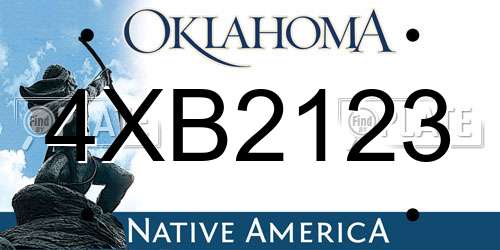 4XB2123 Oklahoma License Plate