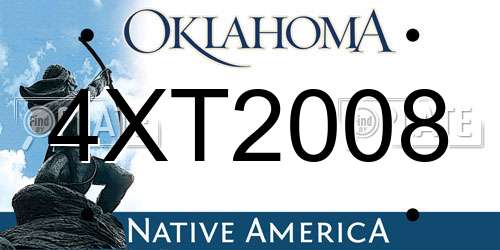 4XT2008 Oklahoma License Plate