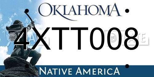 4XTT008 Oklahoma License Plate