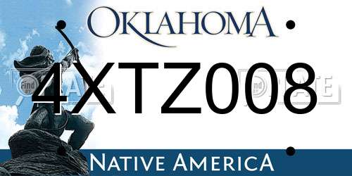 4XTZ008 Oklahoma License Plate