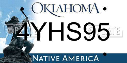 4YHS95 Oklahoma License Plate