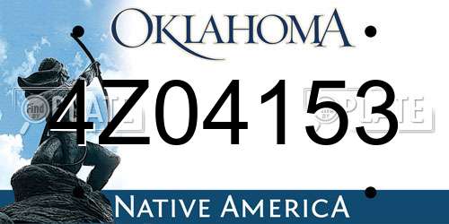 4Z04153 Oklahoma License Plate