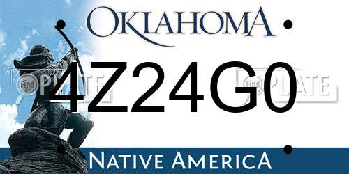 4Z24G0 Oklahoma License Plate