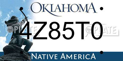 4Z85T0 Oklahoma License Plate