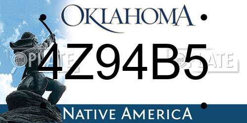 4Z94B5 Oklahoma License Plate