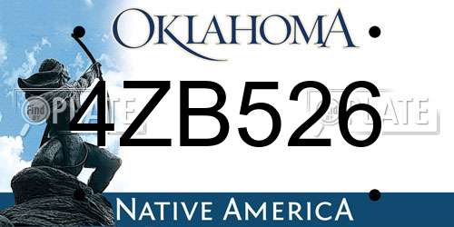 4ZB526 Oklahoma License Plate