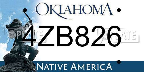 4ZB826 Oklahoma License Plate