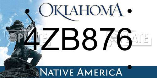 4ZB876 Oklahoma License Plate