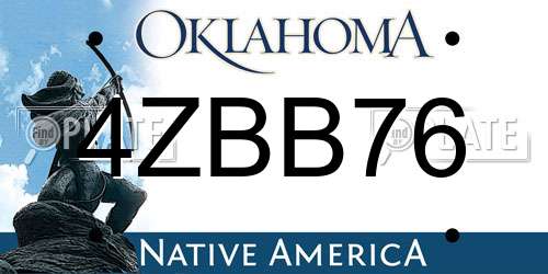4ZBB76 Oklahoma License Plate