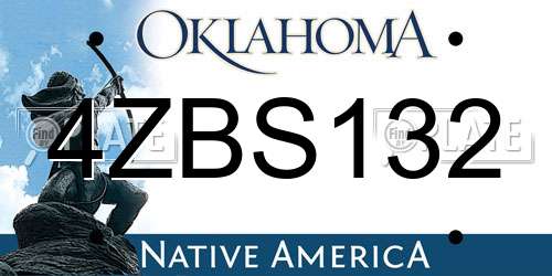 4ZBS132 Oklahoma License Plate