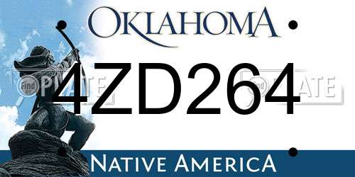 4ZD264 Oklahoma License Plate