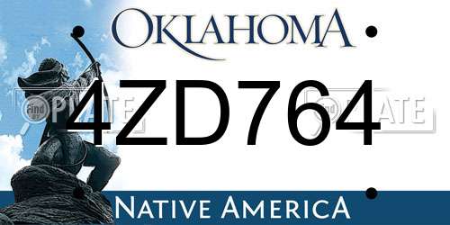 4ZD764 Oklahoma License Plate