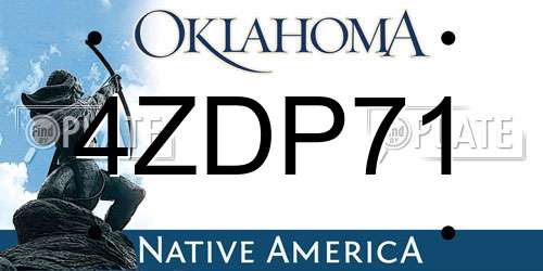4ZDP71 Oklahoma License Plate