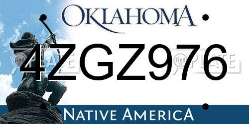 4ZGZ976 Oklahoma License Plate