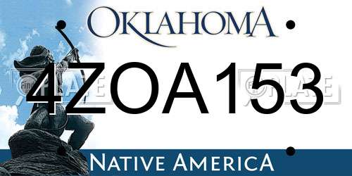 4ZOA153 Oklahoma License Plate
