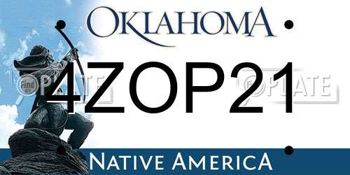 4ZOP21 Oklahoma License Plate