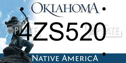 4ZS520 Oklahoma License Plate