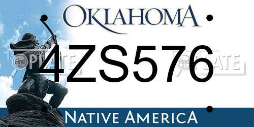 4ZS576 Oklahoma License Plate