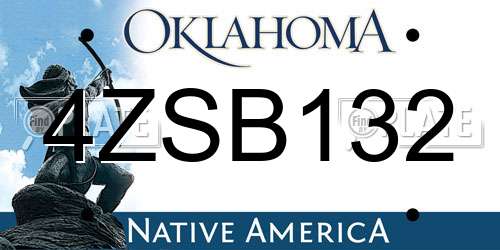 4ZSB132 Oklahoma License Plate