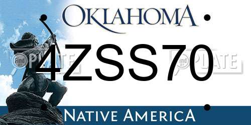 4ZSS70 Oklahoma License Plate